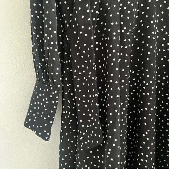CISTAR M Black White Polka Dot Bow Tie Dress Large - Picture 4 of 8